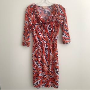 Banana Republic pop art cowl neck 3/4 sleeve dress